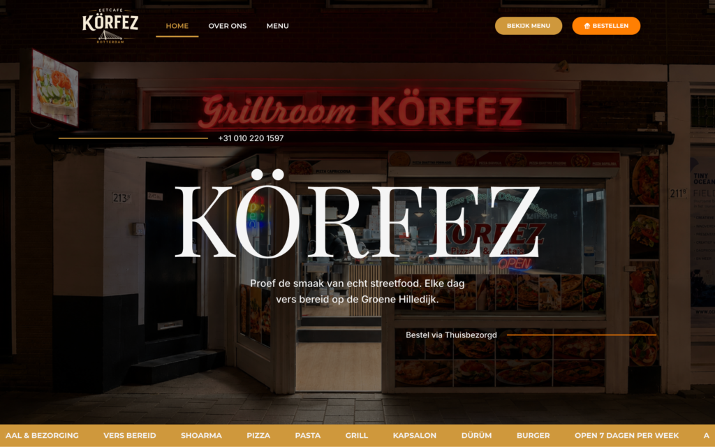 Website van Eetcafé Körfez