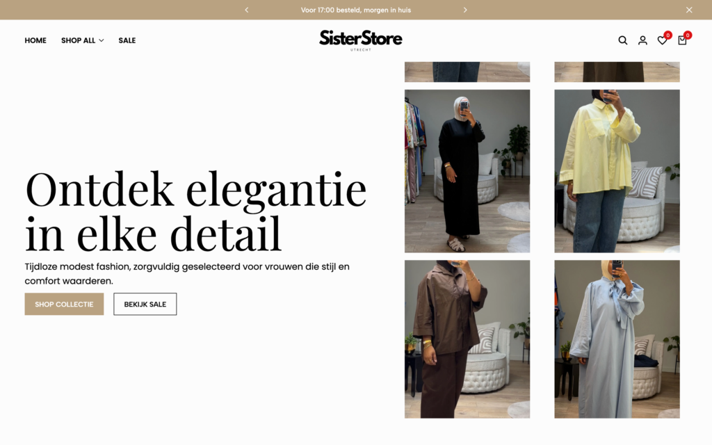 Website van Sisterstore