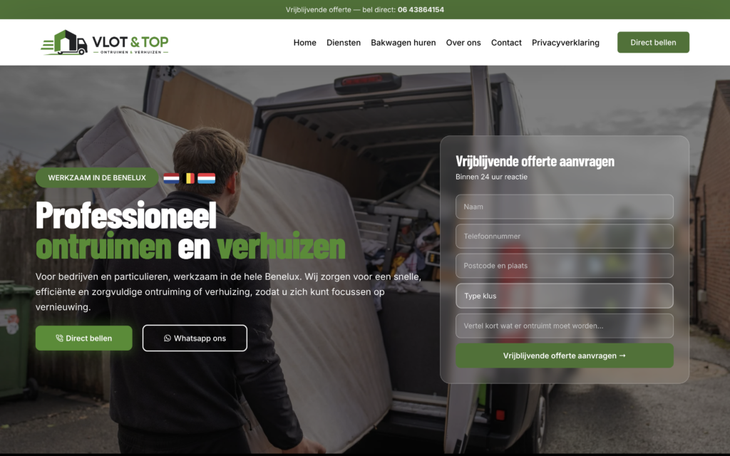 Website van Vlot & Top